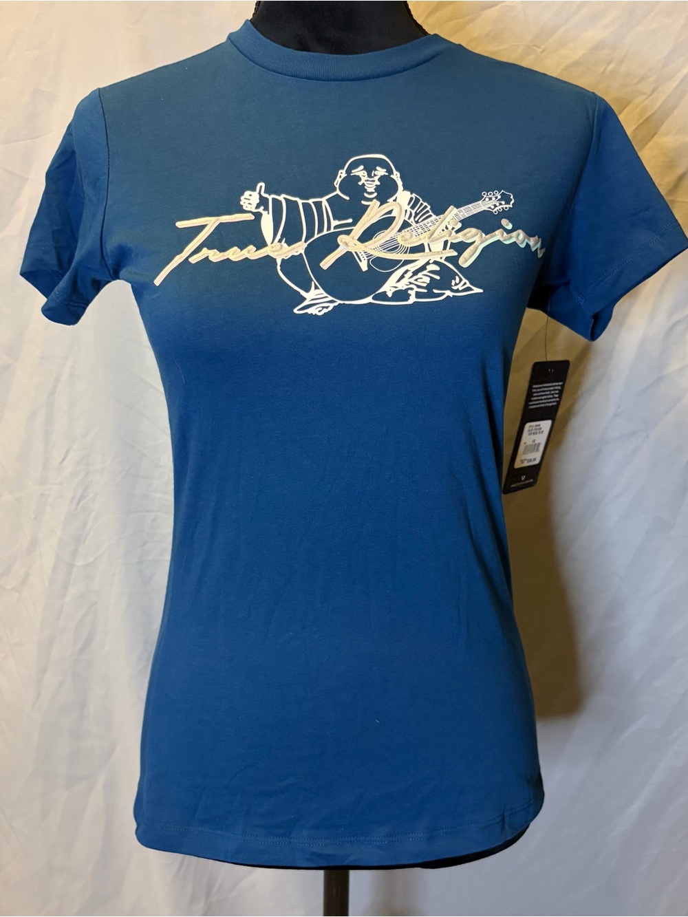 True Religion Blue Short Sleeve Puff Metal Graphic Crew Tee